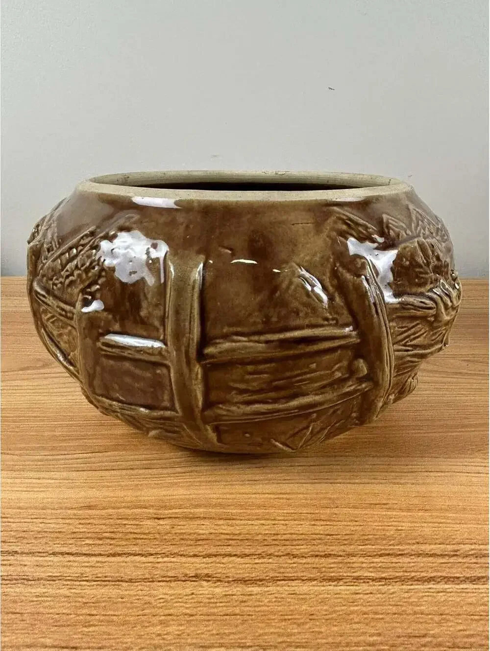 Hopalong Cassidy Art Pottery Cowboy Brown Cookie Corral Jar